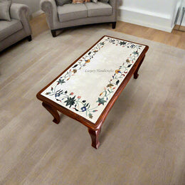 Italian Marble Coffee Table Gemstone Inlay 1