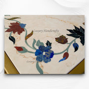 Italian Marble Side Table Floral Gemstone Inlay 3