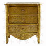 Jaden Antique Brass Embossed 3 Drawer Bedside 1