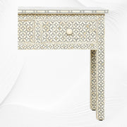 Grey Bone Inlay Geometric 3 Drawer Console 2