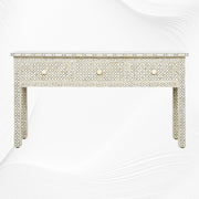 Grey Bone Inlay Geometric 3 Drawer Console 3