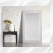 Kyra Bone Inlay Flower Floor Mirror White