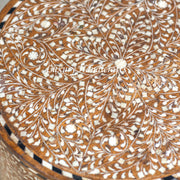 Kyson Teakwood Bone Inlay Round Stool Natural 1