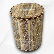 Kyson Teakwood Bone Inlay Round Stool Darkwood 1