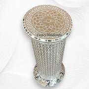 Lara Thikri Glass Inlay Accent Table White 2