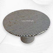 Layered Stripe Mother of Pearl Inlay Dining Table Black 2