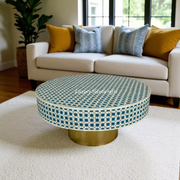Lisa round coffee table in indigo with bone inlay design