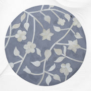 Lola Bone Inlay Round Stool Floral Light Grey