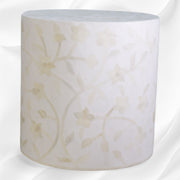 Lola Bone Inlay Round Stool Floral White
