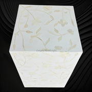 Lola Bone Inlay Square Side Table White 3