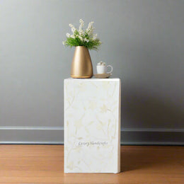 Lola Bone Inlay Square Side Table White 1