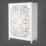 Lombok Handcarved 2 Door Wardrobe White 2