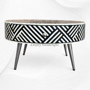 Luna Optical Bone Inlay Round Coffee Table Black 2