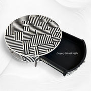 Luna Optical Bone Inlay Round Coffee Table Black 1
