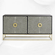 Luxury black bone inlay cabinet with illusion design