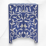 Mother Of Pearl Inlay 1 Drawer 2 Door Lily Design Bedside Dark Blue