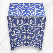 Mother Of Pearl Inlay 1 Drawer 2 Door Lily Design Bedside Dark Blue