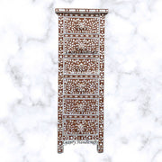 MOP Inlay Floral 6 Drawer Tallboy Chest Brown 1