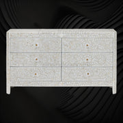 MOP Inlay Edge Floral 6 Drawer Dresser Grey 1