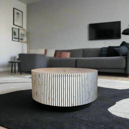 MOP Inlay Illusion Stripe Center Table Grey 1