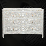 MOP Inlay Edge Floral 3 Drawer Dresser Grey 1