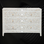 MOP Inlay Edge Floral 3 Drawer Dresser Grey 1