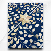 MOP Inlay 1 Drawer 2 Door Bedside Table Dark Blue 3