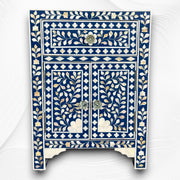 MOP Inlay 1 Drawer 2 Door Bedside Table Dark Blue 4
