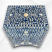 MOP Inlay 1 Drawer 2 Door Bedside Table Dark Blue 1