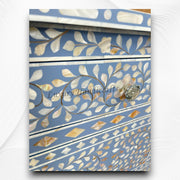 MOP Inlay Bedside Floral 1 Drawer 1 Door Pale Blue 3