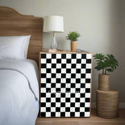 MOP Inlay Checkerboard Bedside Black