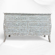 MOP Inlay Curved 6 Drawer Floral Dresser Grey 1