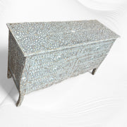MOP Inlay Curved 6 Drawer Floral Dresser Grey 2