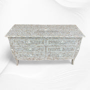 MOP Inlay Curved 6 Drawer Floral Dresser Grey 5