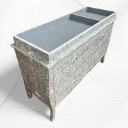 MOP Inlay Curved 6 Drawer Floral Dresser Grey with topper 4