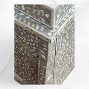 MOP Inlay Curved 6 Drawer Floral Dresser Grey with topper 5