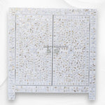 MOP Inlay Floral 2 Door Cabinet White 5