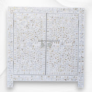 MOP Inlay Floral 2 Door Cabinet White 5