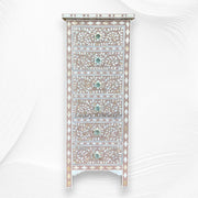 MOP Inlay Floral 6 Drawer Tallboy Chest Milk Chocolate 5