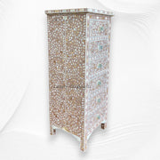 MOP Inlay Floral 6 Drawer Tallboy Chest Milk Chocolate 2