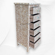 MOP Inlay Floral 6 Drawer Tallboy Chest Milk Chocolate 3