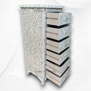 MOP Inlay Floral 6 Drawer Tallboy Chest Pink Chocolate 3