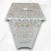 MOP Inlay Floral 6 Drawer Tallboy Chest Pink Chocolate 4