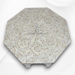 MOP Inlay Floral Octagonal Coffee Table Beige 2
