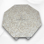 MOP Inlay Floral Octagonal Coffee Table Beige 2