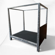 MOP Inlay Four Poster Single Bed Black 4