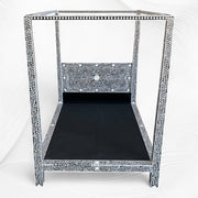 MOP Inlay Four Poster Single Bed Black 5