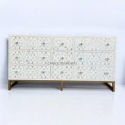MOP Inlay Moroccan 9 Drawer Chest White