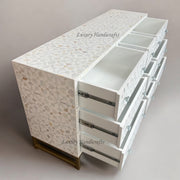 MOP Inlay Moroccan 9 Drawer Chest White