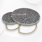 MOP Inlay Nesting Table Set Floral Black 2